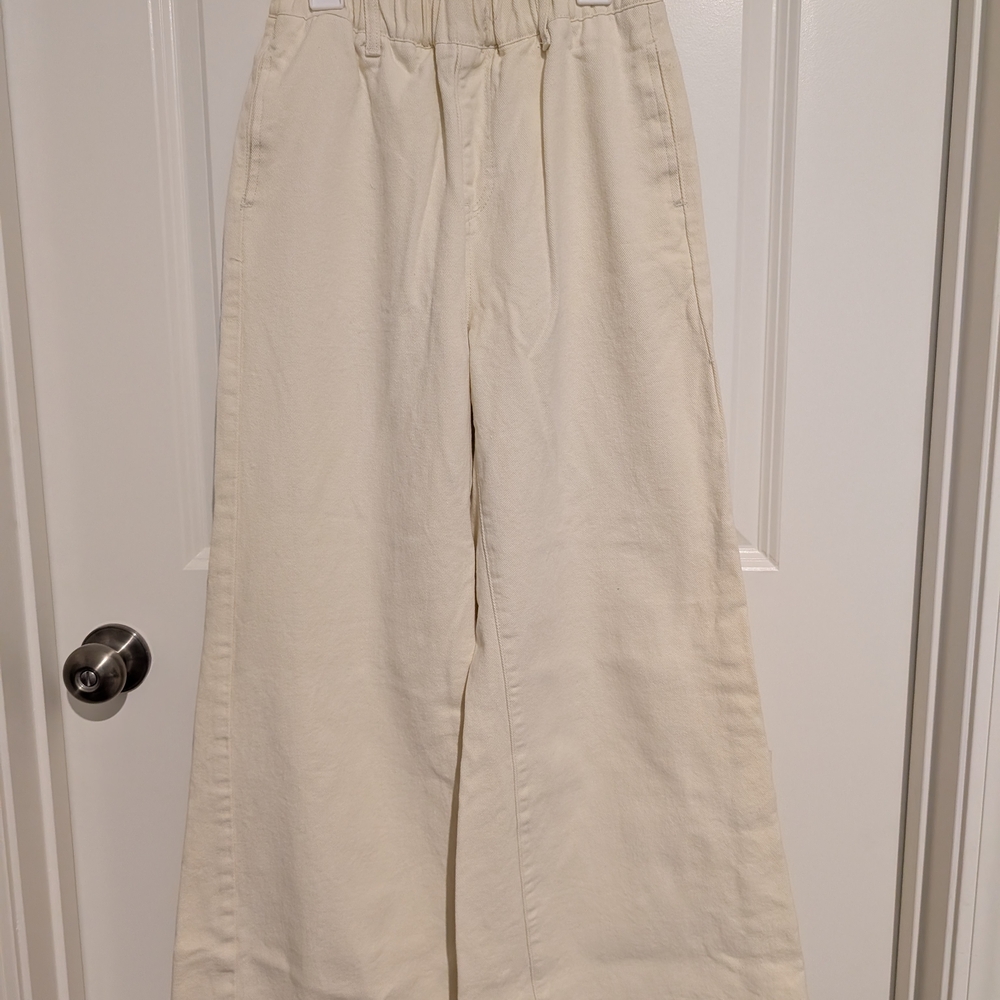 Cream Wide-Leg Pants